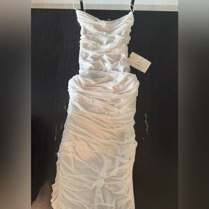 Elegant White Ruched Prom Dress